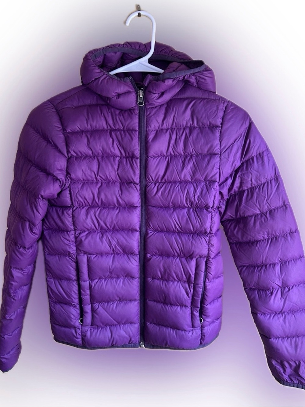 Bass Pro Kids Purple Quilted Hooded Duck Down Puffer Jacket Size Medium